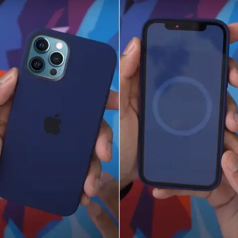 Чохол Silicone case (AAA) with Magsafe and Animation для Apple iPhone 12 Pro / 12 (6.1") Синій / Deep navy
