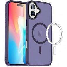 TPU+PC чохол Metal Buttons with MagSafe Colorful для Apple iPhone 16 Plus (6.7") Темно-фіолетовий