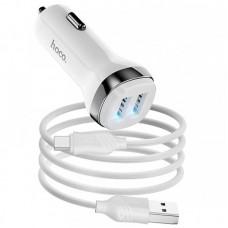 АЗП Hoco Z40 Superior 2.4A (2USB-A) + кабель USB to Type-C Білий