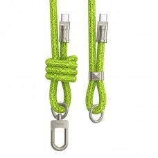 Дата кабель-шнурок Hoco GH7 Elegant Type-C to Type-C (1.8m) Fluorescent Green
