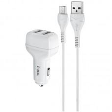 АЗП Hoco Z36 Leader 2.4A (2USB-A) + кабель USB to MicroUSB Білий