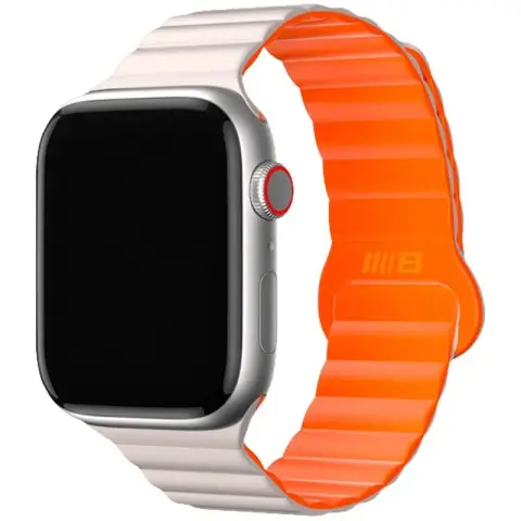 Ремінець BlueO Magnetic Silicone для Apple Watch 42(ser.1-3)/44/45/46/49mm White / Orange
