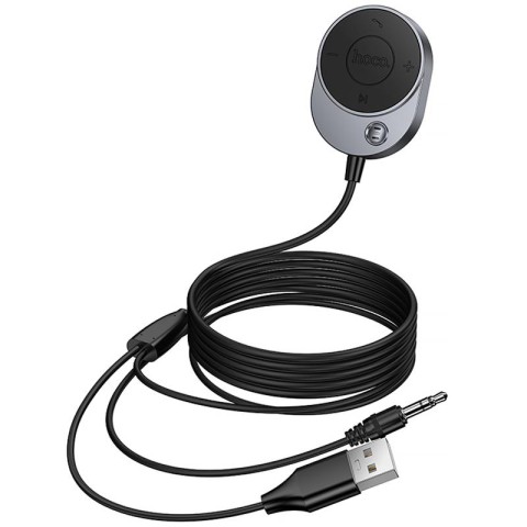Bluetooth аудіо ресивер Hoco E150 Path (AUX 3.5mm+USB-A) Metal gray
