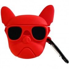 Силіконовий футляр Brand для навушників AirPods 1/2 + карабін Karl Lagerfeld red