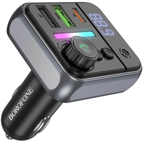 АЗП FM модулятор Borofone BC50 Ascenso PD20W+QC3.0 total 38W (2USB-A/1C) Black