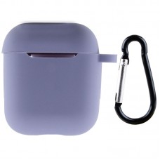 Силіконовий футляр New з карабіном для навушників Airpods 1/2 Сірий / Lavender Gray