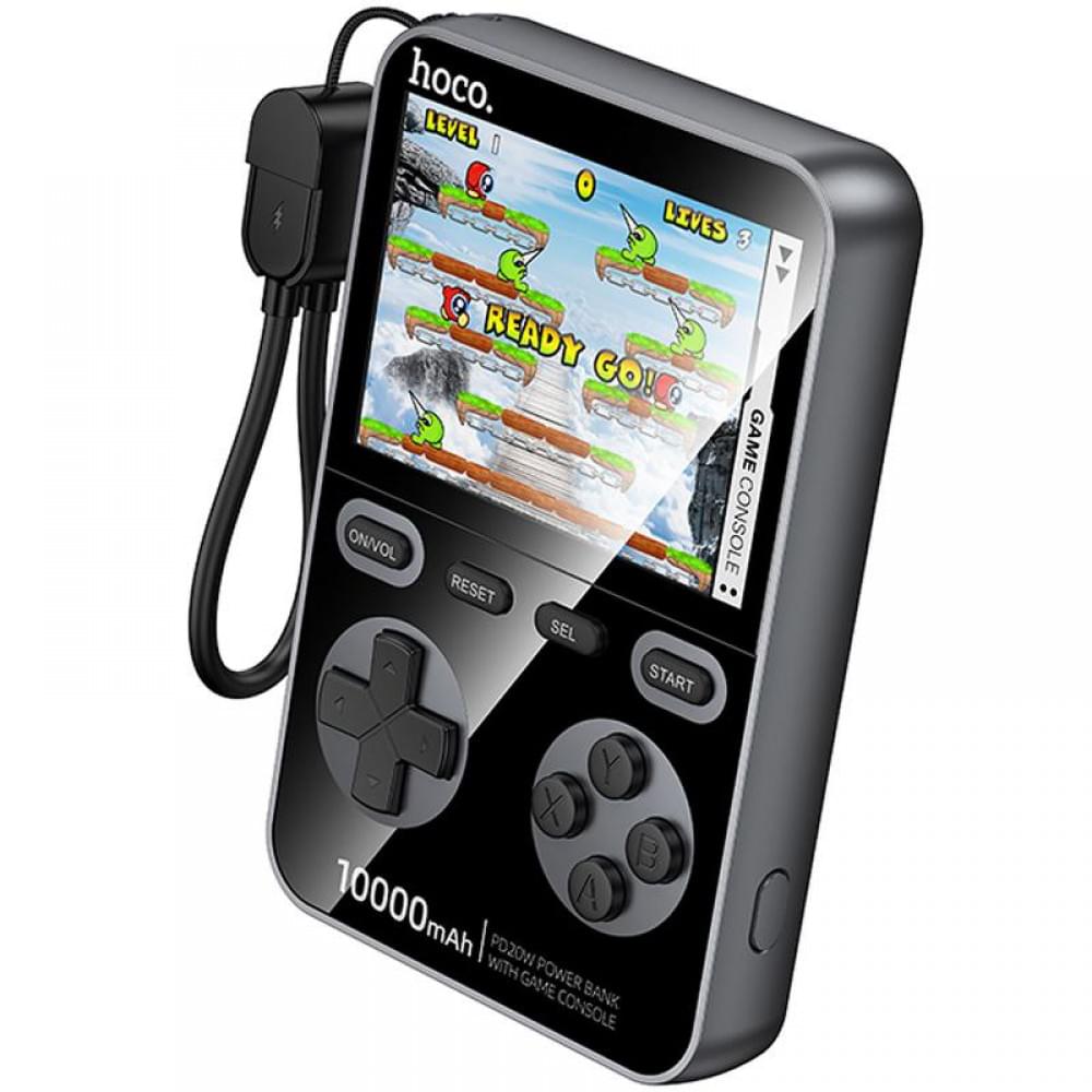 Портативний ЗП Power Bank Hoco Q47 Shine PD20W with cable + Game Console 10000 mAh Metal gray