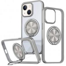 TPU+PC чохол Metal Ring with MagSafe для Apple iPhone 15 (6.1") Сірий