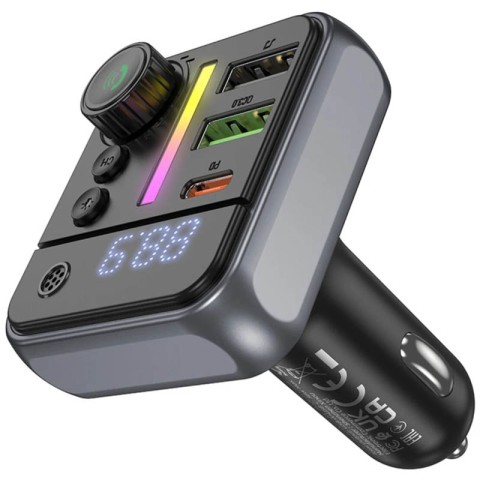 АЗП FM модулятор Borofone BC50 Ascenso PD20W+QC3.0 total 38W (2USB-A/1C) Black