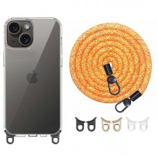 Чохол TPU Transparent with Straps для Apple iPhone 13 / 14 (6.1") Orange / White