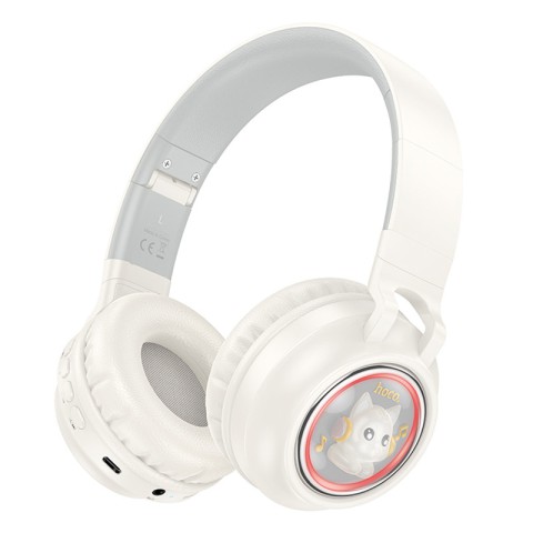 Накладні бездротові навушники Hoco W50 Cute fun Milky White