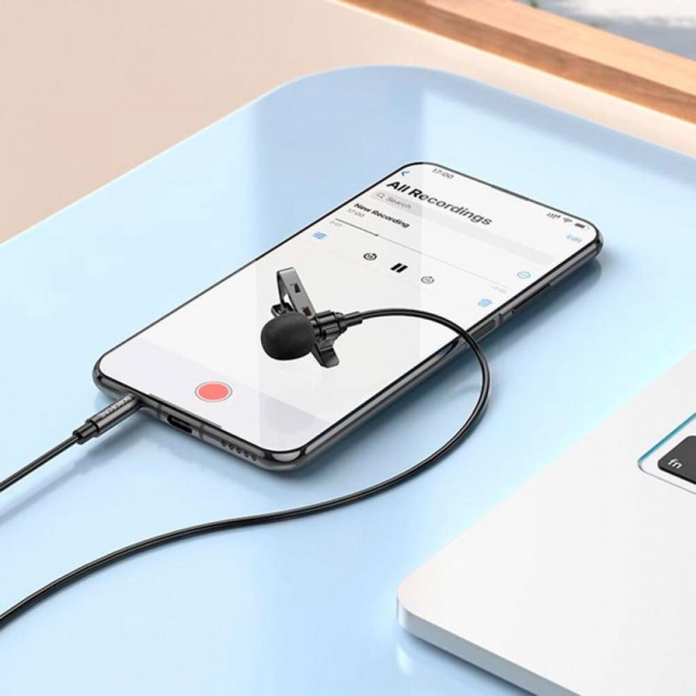 Мікрофон петличний Borofone BFK11 Elegant lavalier 3.5mm (2m) Black