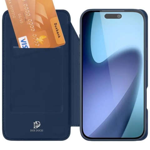 Чохол-книжка Dux Ducis з кишенею для візиток для Apple iPhone 17 Pro (6.3") Синій