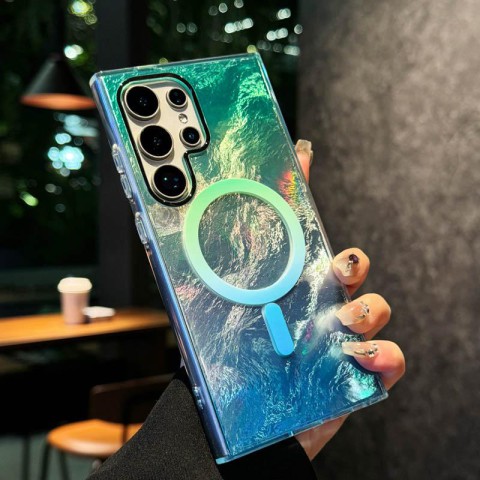 Чохол TPU Shiny Mountain (MagFit) для Samsung Galaxy S25 Ultra Green / Blue