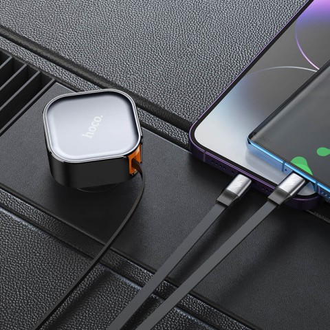 АЗП Hoco NZ13 Clever PD30W + висувний кабель Type-C and Lightning Black