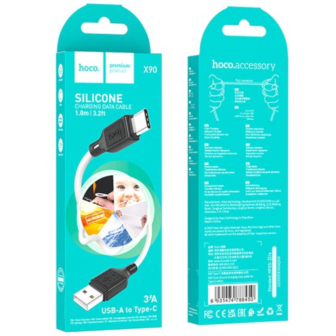 Дата кабель Hoco X90 Cool silicone USB to Type-C (1m) White