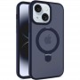 TPU+PC чохол Metal Buttons with MagSafe Colorful HQ Ring для Apple iPhone 14 / 13 (6.1") Dark Blue