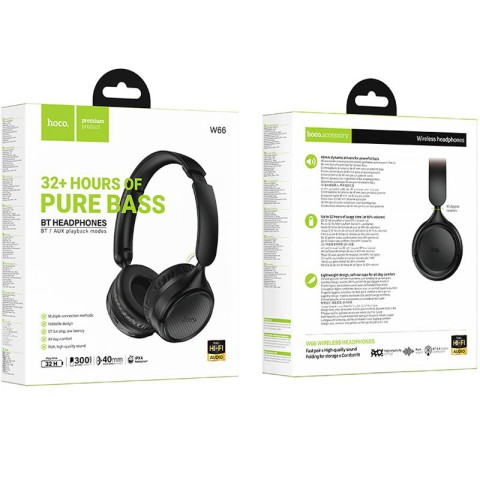 Накладні бездротові навушники Hoco W66 Wave Black