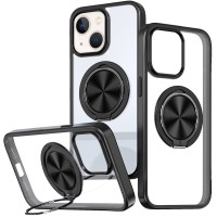 TPU+PC чохол Metal Ring with MagSafe для Apple iPhone 15 (6.1") Чорний