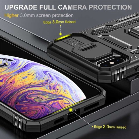 Ударостійкий чохол Camshield Army Ring для Apple iPhone XS Max (6.5") Чорний / Black