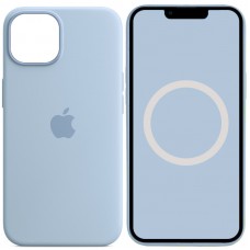 Чохол Silicone case (AAA) full with Magsafe and Animation для Apple iPhone 14 (6.1") Блакитний / Sky