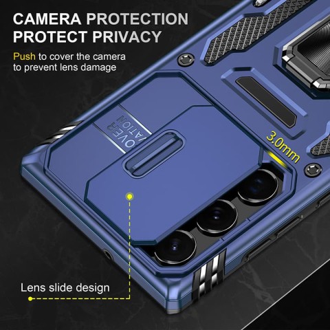 Ударостійкий чохол Camshield Army Ring для Samsung Galaxy S24 Ultra Синій / Navy