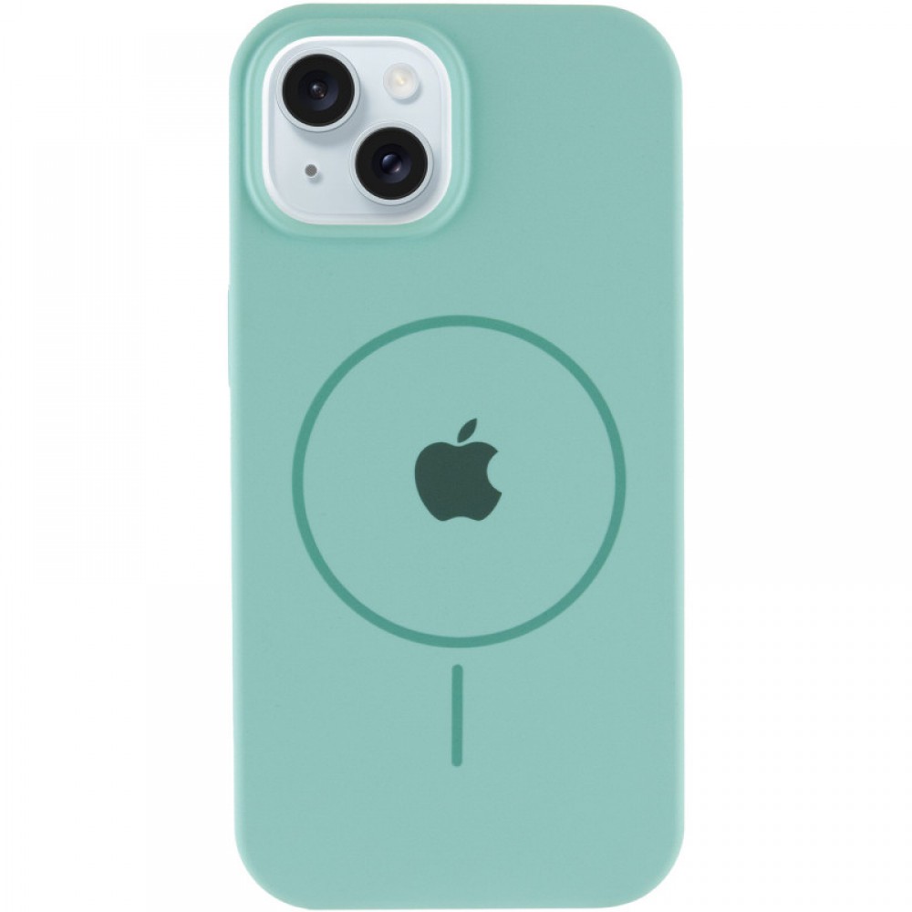 Чохол Silicone Case Full Protective (AA) with MagSafe для Apple iPhone 15 (6.1") Бірюзовий / Light Turquoise