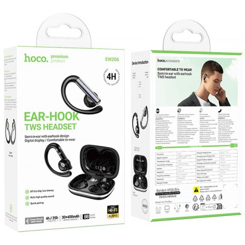Бездротові TWS навушники Hoco EW206 Mist sport Black