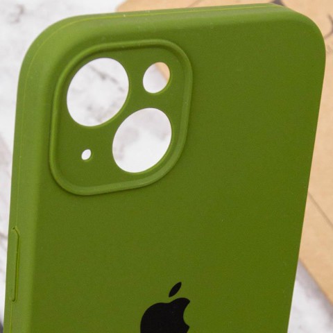 Чохол Silicone Case Full Camera Protective (AA) для Apple iPhone 14 (6.1") Зелений / Dark Olive