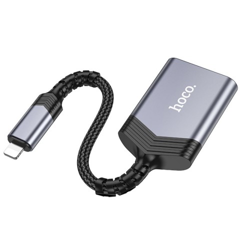 Картридер Hoco UA25 2in1 Lightning Metal gray