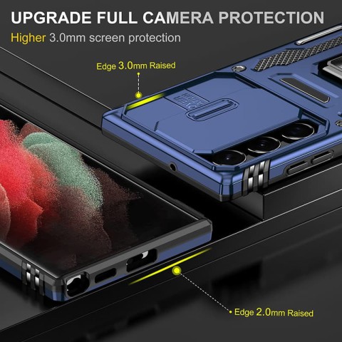 Ударостійкий чохол Camshield Army Ring для Samsung Galaxy S24 Ultra Синій / Navy