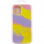 Чохол Silicone case full Aquarelle для Apple iPhone 12 Pro / 12 (6.1") Сиренево-жовтий