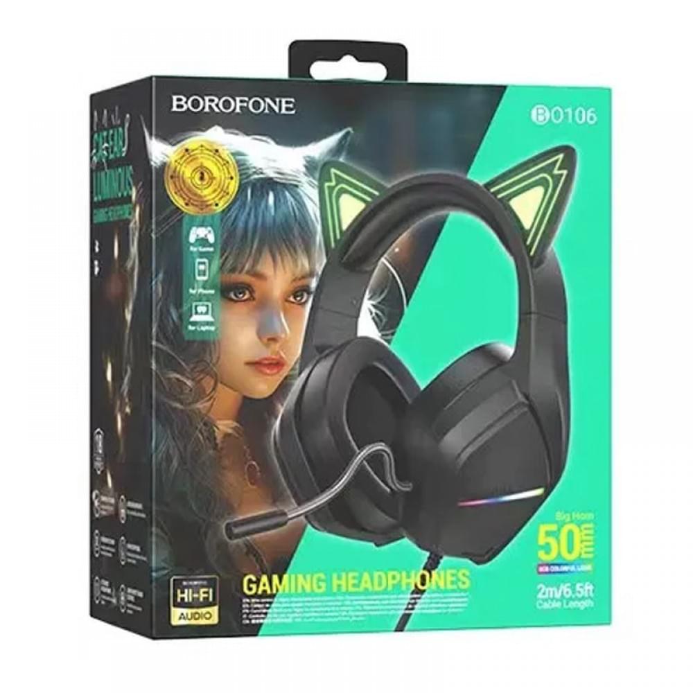 Накладные наушники Borofone BO106 Cute cat (USB+3.5mm/2m)
