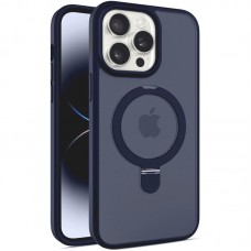 TPU+PC чохол Metal Buttons with MagSafe Colorful HQ Ring для Apple iPhone 15 Pro Max (6.7") Dark Blue
