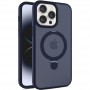 TPU+PC чохол Metal Buttons with MagSafe Colorful HQ Ring для Apple iPhone 15 Pro Max (6.7") Dark Blue