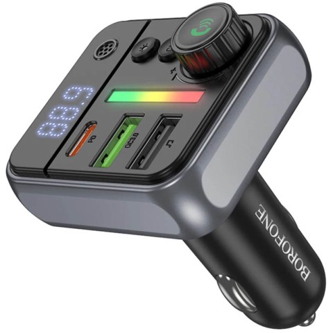 АЗП FM модулятор Borofone BC50 Ascenso PD20W+QC3.0 total 38W (2USB-A/1C) Black