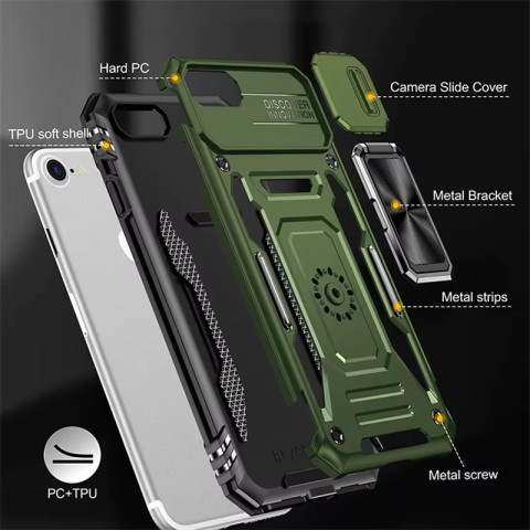 Ударостійкий чохол Camshield Army Ring для Apple iPhone 7 / 8 / SE (2020) (4.7") Оливковий / Army Green