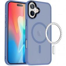TPU+PC чохол Metal Buttons with MagSafe Colorful для Apple iPhone 16 (6.1") Блакитний