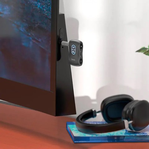 Bluetooth аудіо ресивер/трансмітер Hoco E73 Pro Journey (AUX 3.5mm) Black star