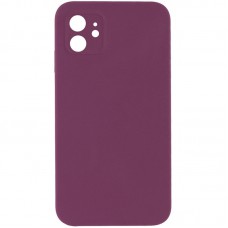 Silicone Case Square Full Camera Protective (AA) NOLOGO для Apple iPhone 11 (6.1") Бордовий / Maroon