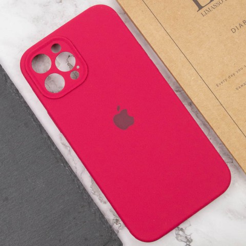 Чохол Silicone Case Full Camera Protective (AA) для Apple iPhone 12 Pro Max (6.7") Червоний / Rose Red
