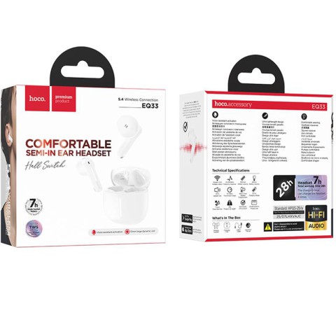 Бездротові TWS навушники Hoco EQ33 Gem (App) White