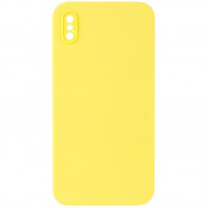 Silicone Case Square Full Camera Protective (AA) NOLOGO для Apple iPhone X / XS (5.8") Жовтий / Yellow
