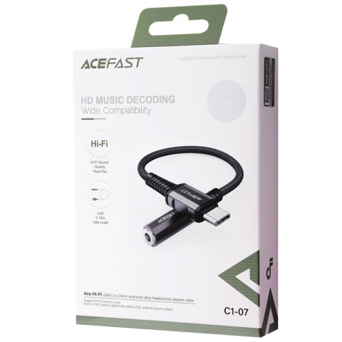 Аудіо кабель Aux Acefast C1-07 (Type-C to AUX 3.5mm) (1m) Black