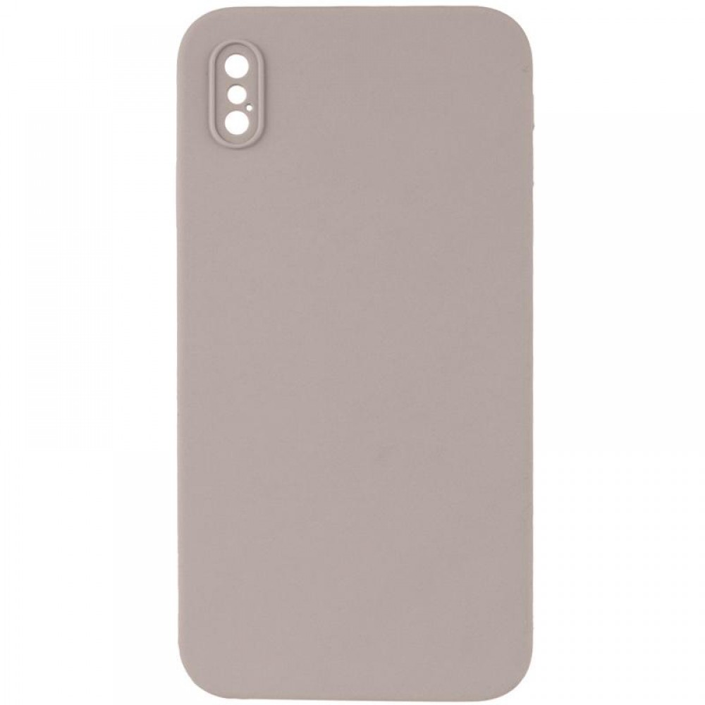 Чохол Silicone Case Square Full Camera Protective (AA) NOLOGO для Apple iPhone X / XS (5.8") Сірий / Light Grey