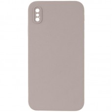 Чохол Silicone Case Square Full Camera Protective (AA) NOLOGO для Apple iPhone X / XS (5.8") Сірий / Light Grey