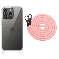 Чохол TPU Transparent with Straps для Apple iPhone 13 Pro Max (6.7") Light Pink
