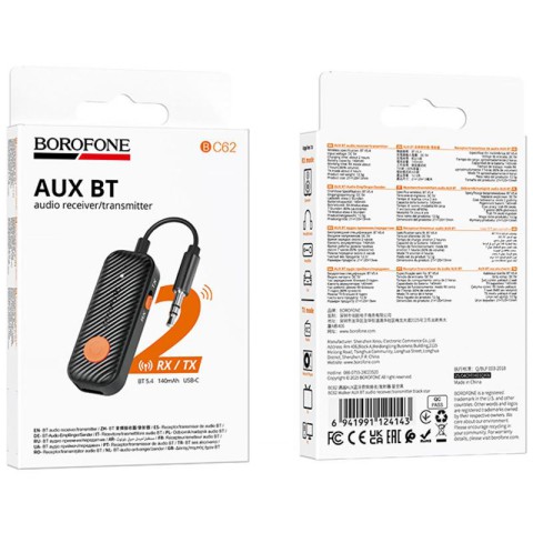 Bluetooth аудіо ресивер/трансмітер Borofone BC62 Walker (AUX 3.5mm) Black star