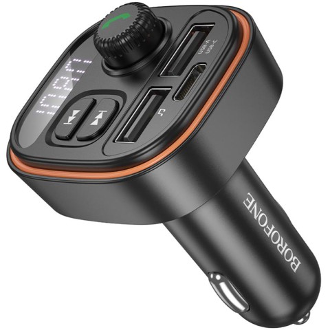 АЗП FM модулятор Borofone BC59 Heroic (2USB-A/1C) Black