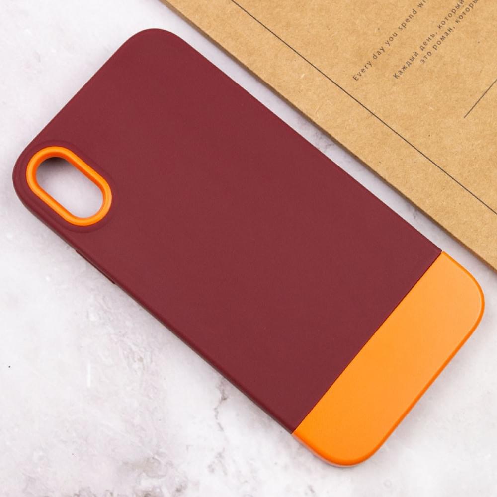 Чохол TPU+PC Bichromatic для Apple iPhone XR (6.1") Brown burgundy / Orange